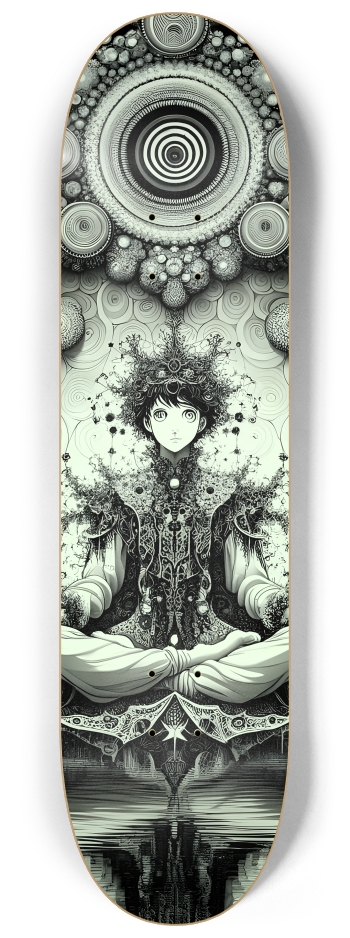 B&W Fractal Anime Girl #44 #2 8-1/4 Skateboard Deck