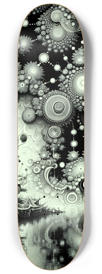 B&W Fractal Anime Girl #44 #3 8-1/4 Skateboard Deck