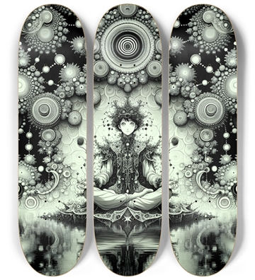B&W Fractal Anime Girl #44