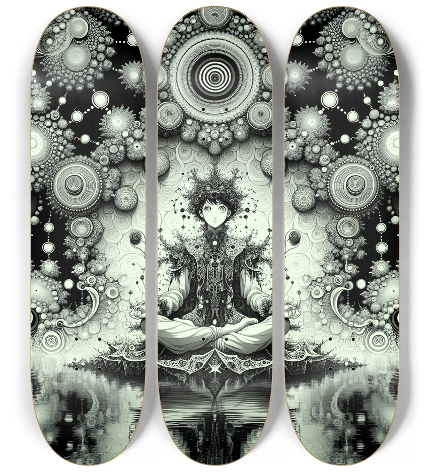 B&W Fractal Anime Girl #44
