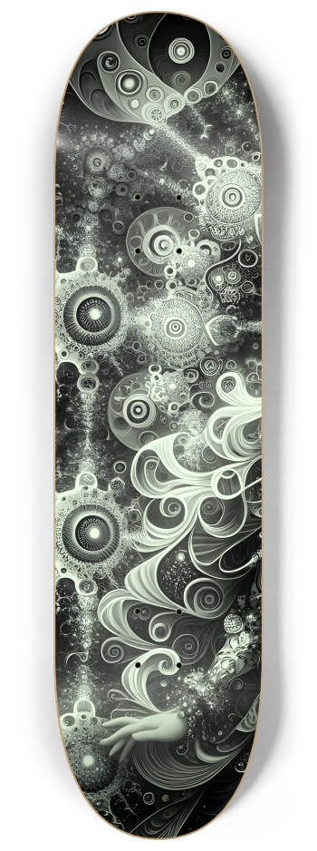B&W Fractal Anime Girl #56 #1 8-1/4 Skateboard Deck