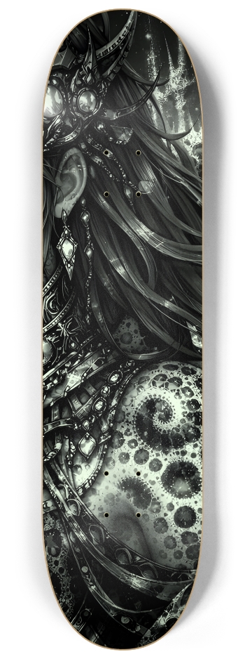 B&W Fractal Anime Girl #75 #3 8-1/4 Skateboard Deck
