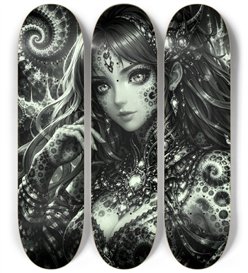 B&W Fractal Anime Girl #75