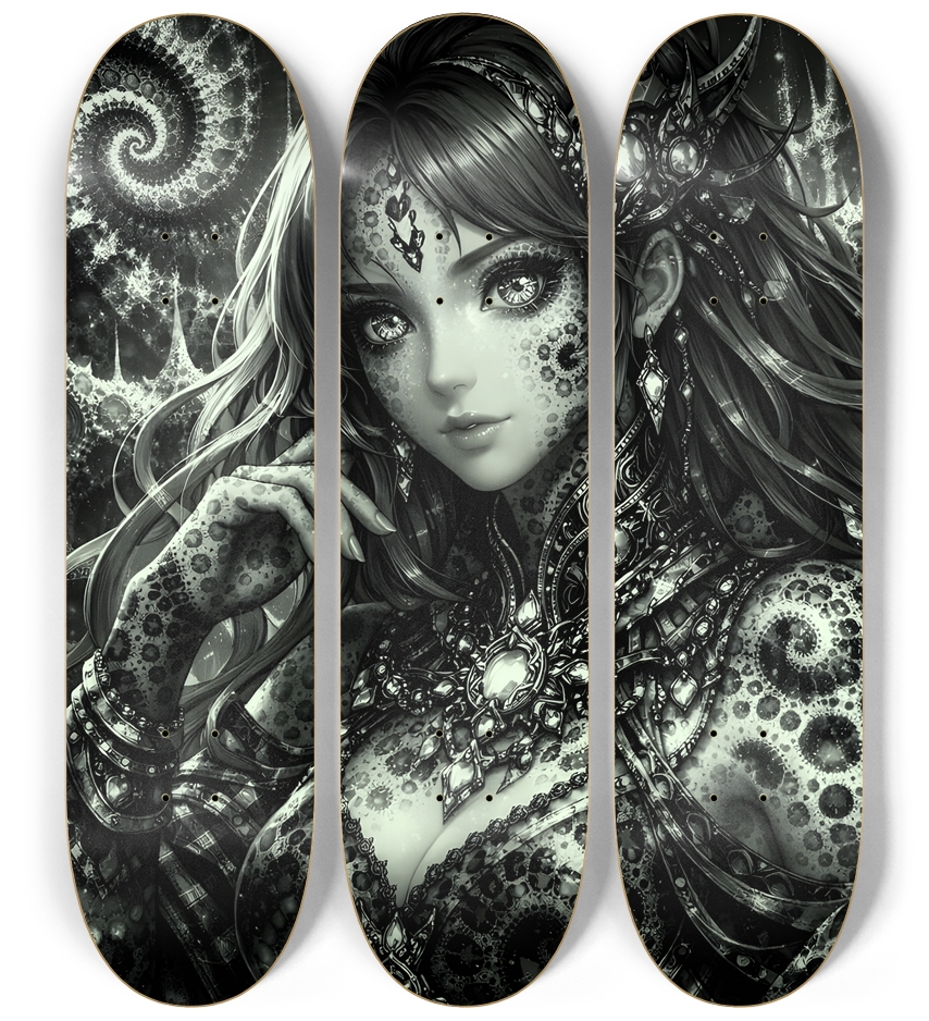B&W Fractal Anime Girl #75