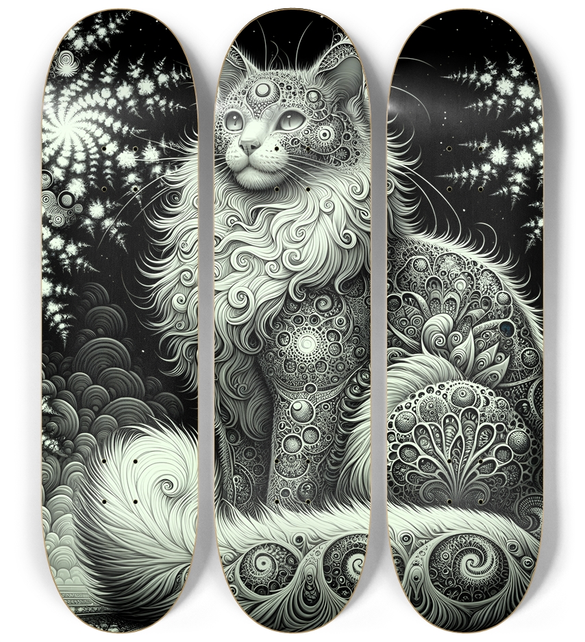 Fractal Coloring Page Cat #12 3 Deck Wall Series