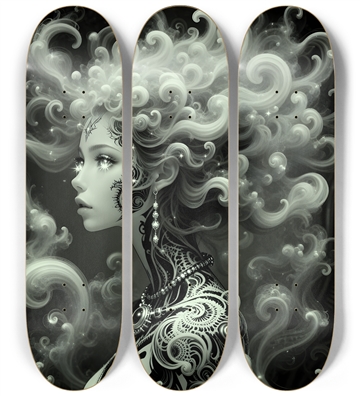 B&W Fractal Anime Girl #49