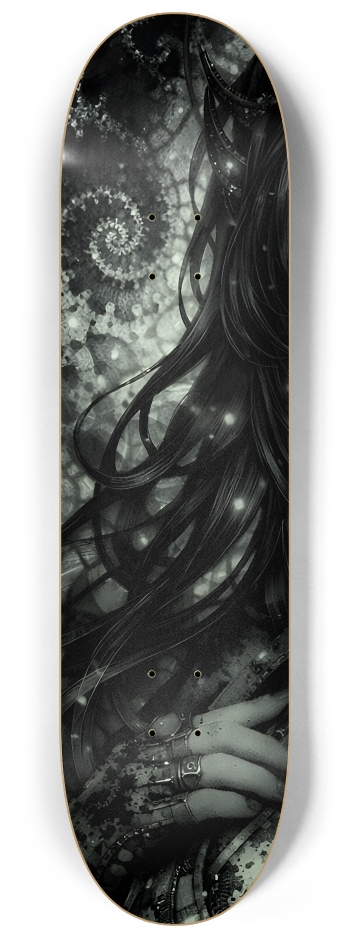 B&W Fractal Anime Girl #74 #1 8-1/4 Skateboard Deck