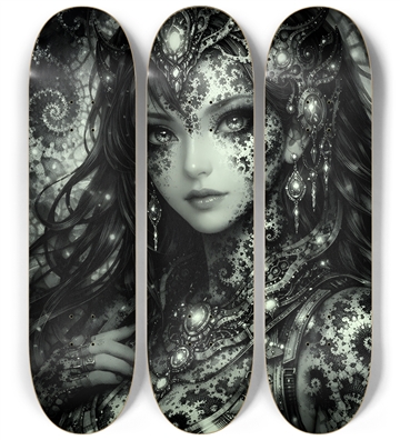 B&W Fractal Anime Girl #74