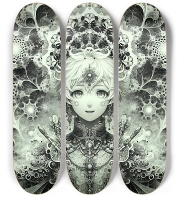 B&W Fractal Anime Girl #67
