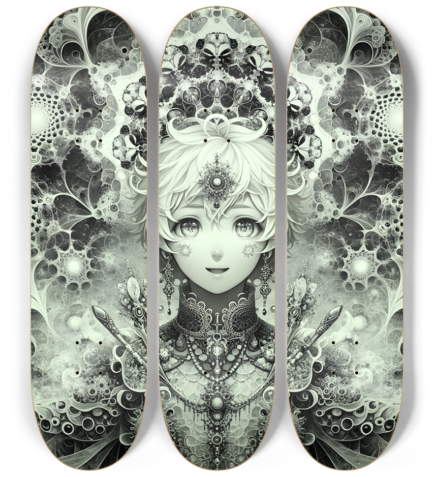 B&W Fractal Anime Girl #67