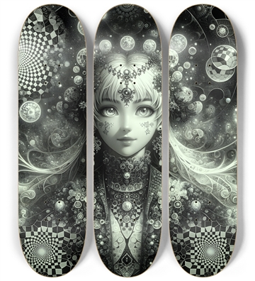 B&W Fractal Anime Girl #47