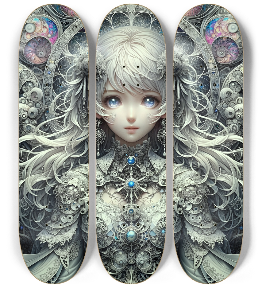 B&W Fractal Anime Girl #66