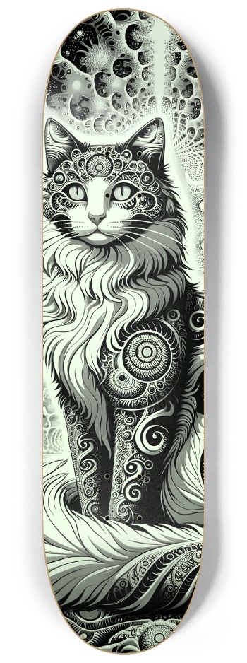 Fractal Coloring Page Cat #17 #2 8-1/4 Skateboard Deck