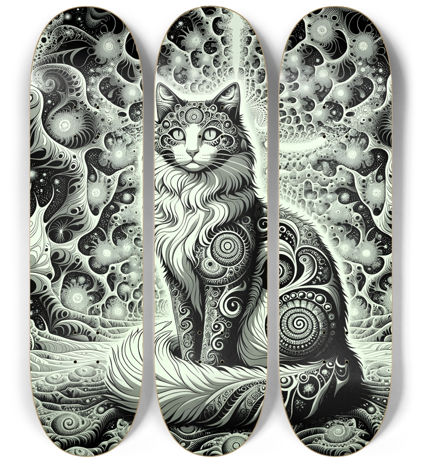 Fractal Coloring Page Cat #17 3 Deck Wall Series