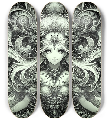B&W Fractal Anime Girl #78