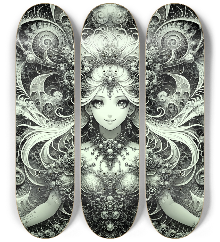 B&W Fractal Anime Girl #78