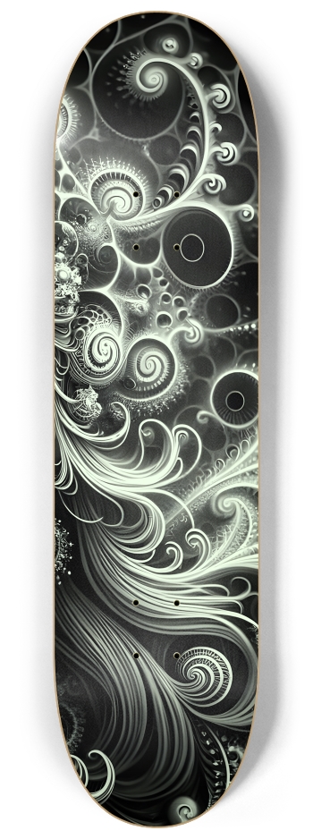 B&W Fractal Anime Girl #65 #3 8-1/4 Skateboard Deck