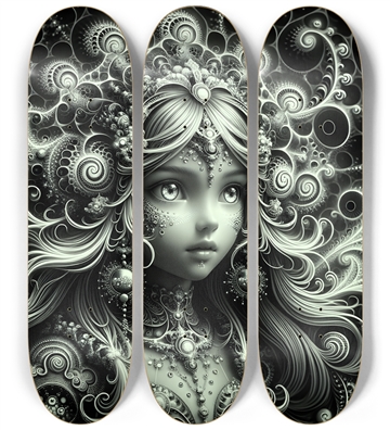 B&W Fractal Anime Girl #65
