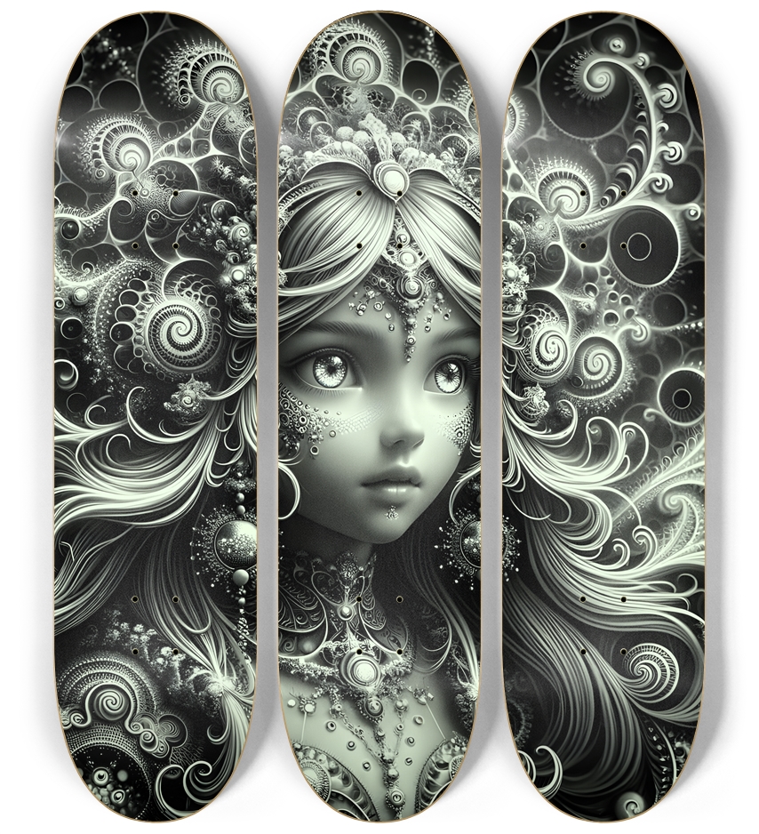 B&W Fractal Anime Girl #65
