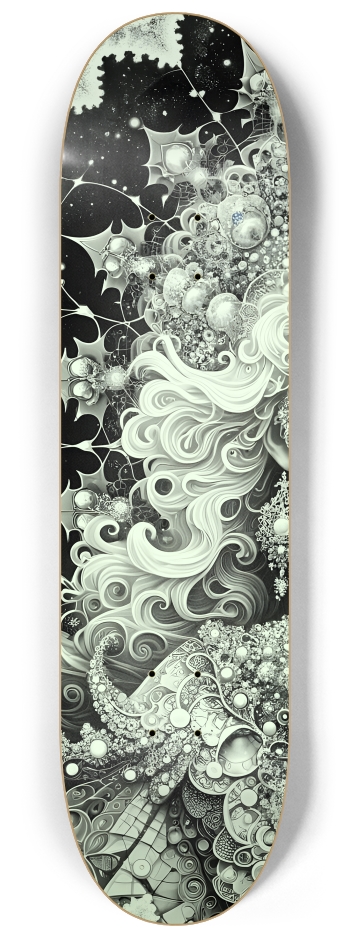 B&W Fractal Anime Girl #62 #2 8-1/4 Skateboard Deck