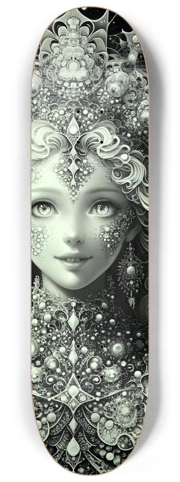 B&W Fractal Anime Girl #62 #3 8-1/4 Skateboard Deck