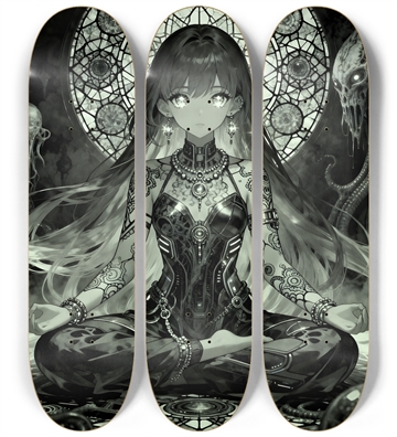 B&W Fractal Anime Girl #63
