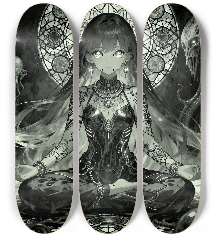 B&W Fractal Anime Girl #63