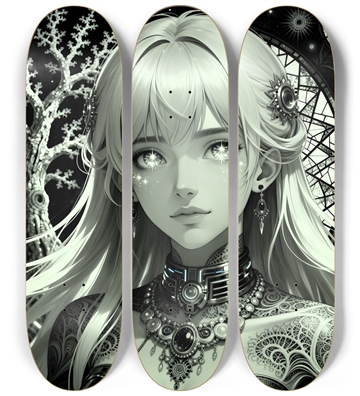 B&W Fractal Anime Girl #51