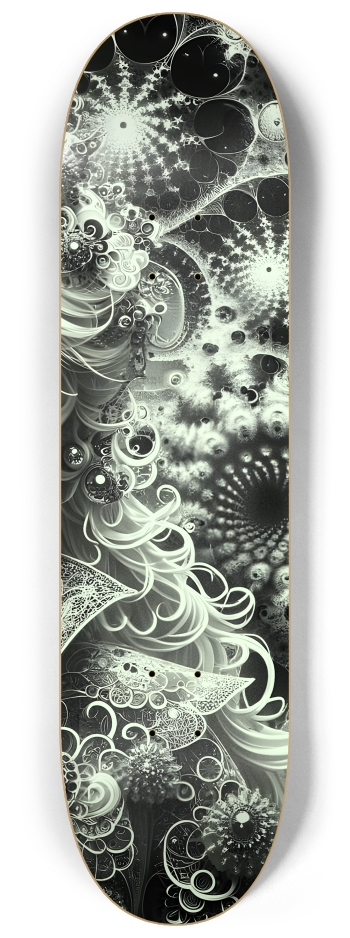 B&W Fractal Anime Girl #40 #3 8-1/4 Skateboard Deck
