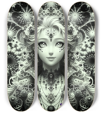 B&W Fractal Anime Girl #40