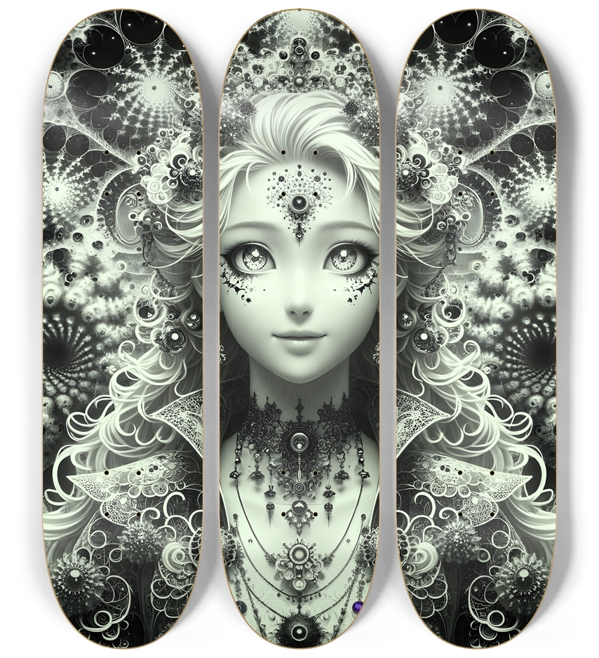 B&W Fractal Anime Girl #40