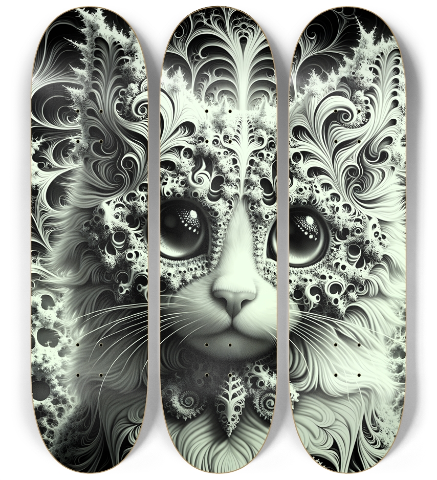 Fractal Coloring Page Cat #1 3 Deck Wall Series