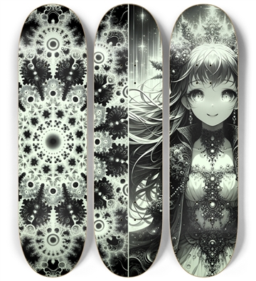 B&W Fractal Anime Girl #52