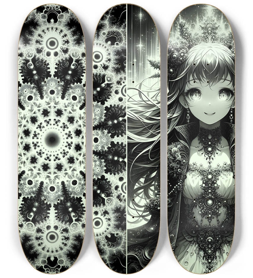 B&W Fractal Anime Girl #52