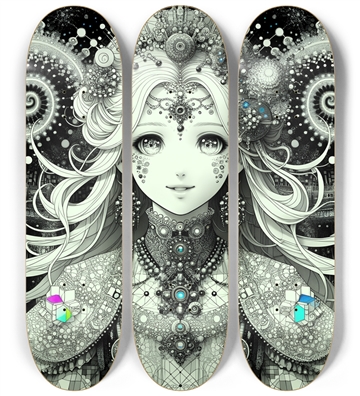 B&W Fractal Anime Girl #46