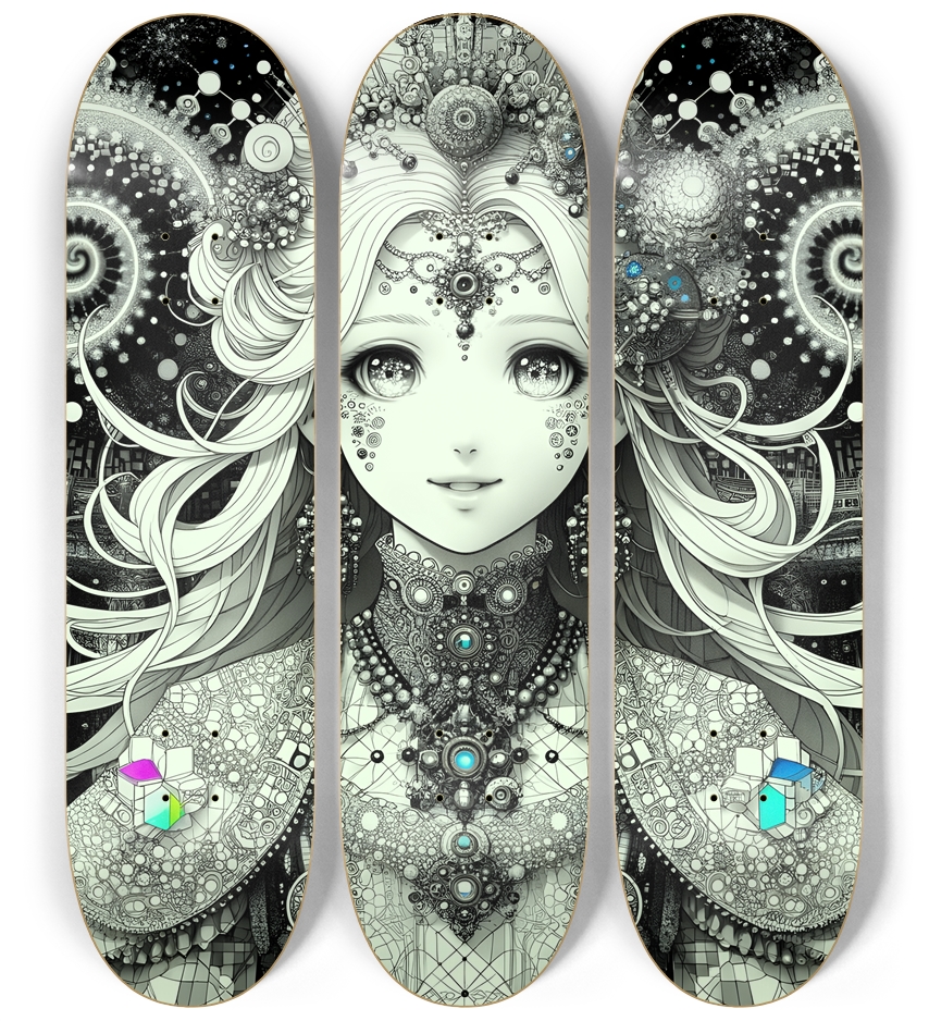 B&W Fractal Anime Girl #46
