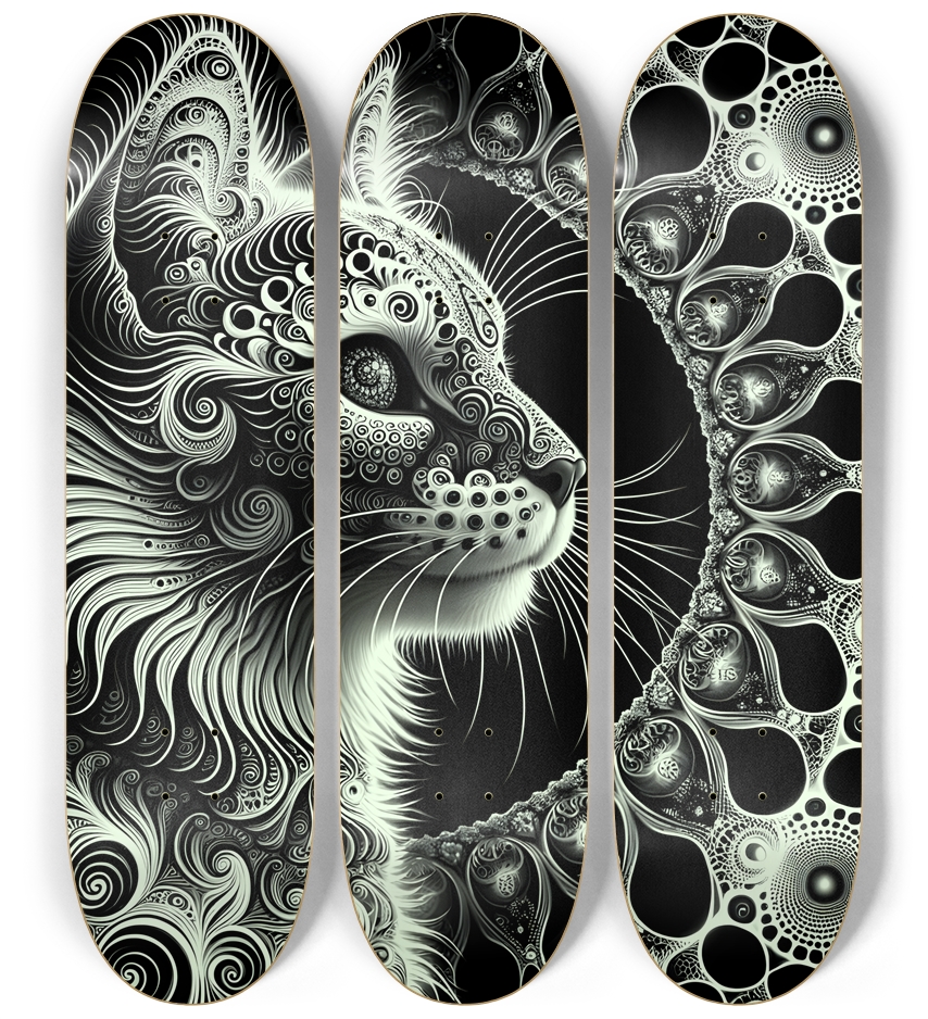 Fractal Coloring Page Cat #2 3 Deck Wall Series