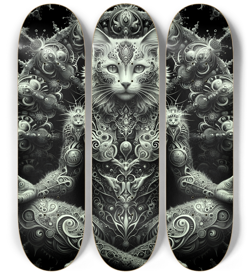 Fractal Coloring Page Cat #10 3 Deck Wall Series