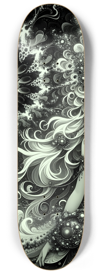 B&W Fractal Anime Girl #55 #2 8-1/4 Skateboard Deck