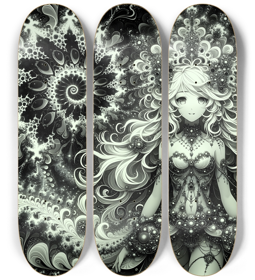 B&W Fractal Anime Girl #55