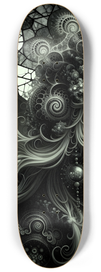 B&W Fractal Anime Girl #45 #1 8-1/4 Skateboard Deck