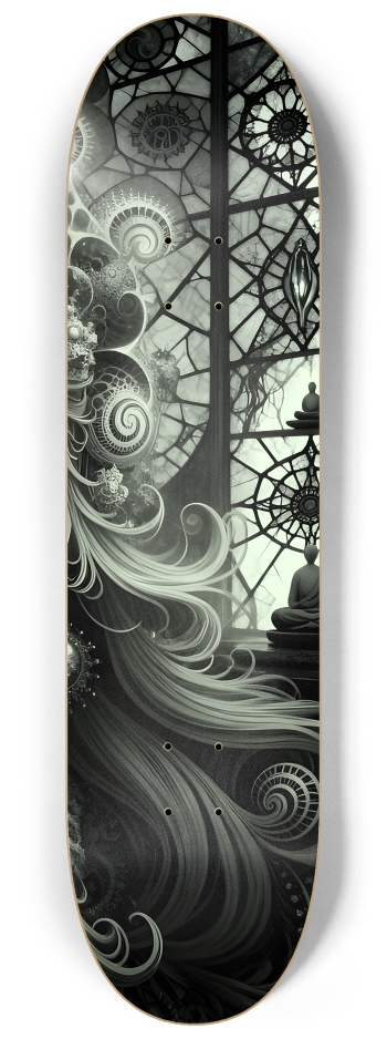 B&W Fractal Anime Girl #45 #3 8-1/4 Skateboard Deck