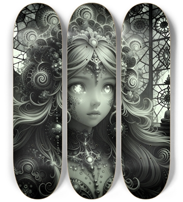 B&W Fractal Anime Girl #45