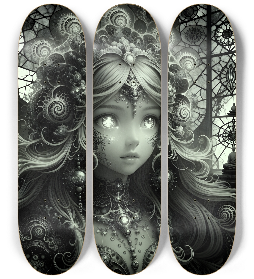 B&W Fractal Anime Girl #45