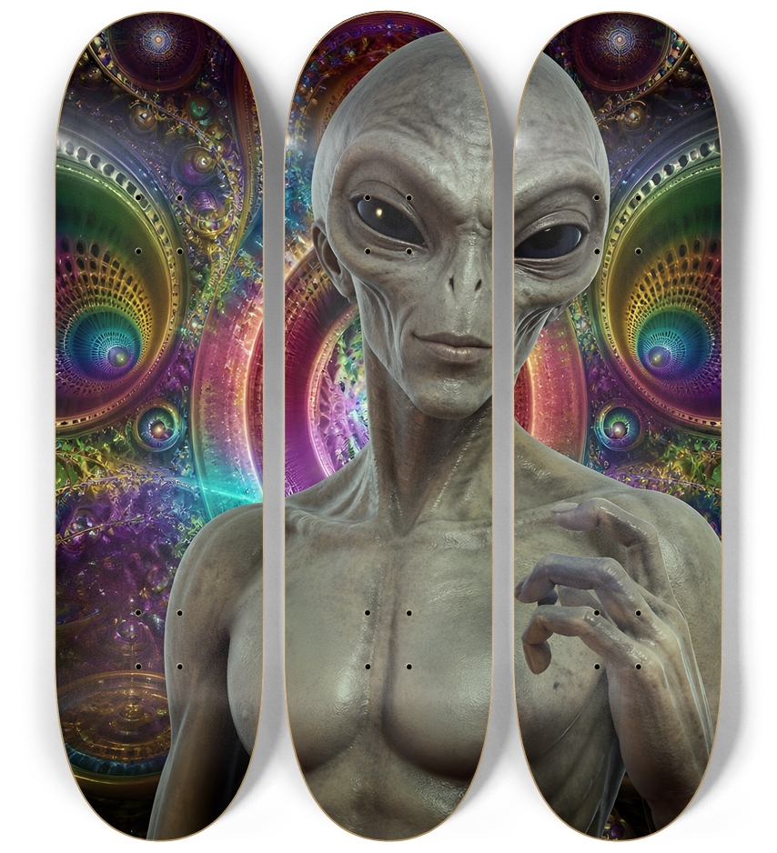 Fractal Gray Skin #14 3 Deck Wall Series