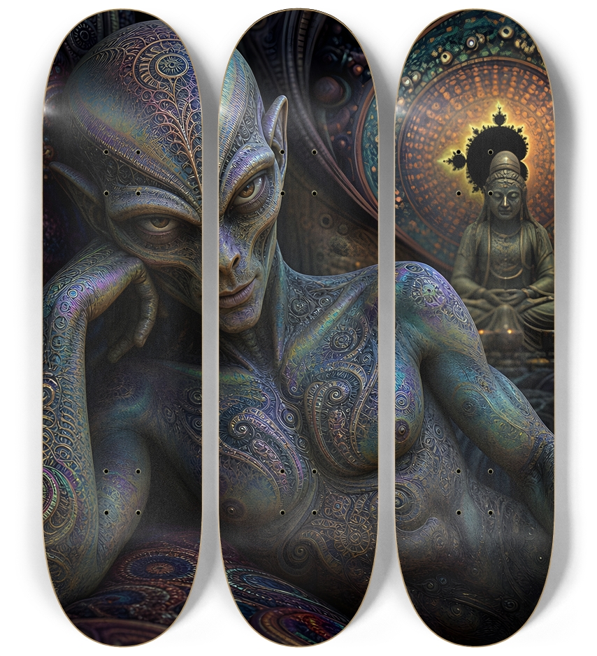 Fractal Gray Skin #7 3 Deck Wall Series