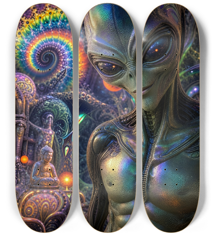 Fractal Gray Skin #4 3 Deck Wall Series