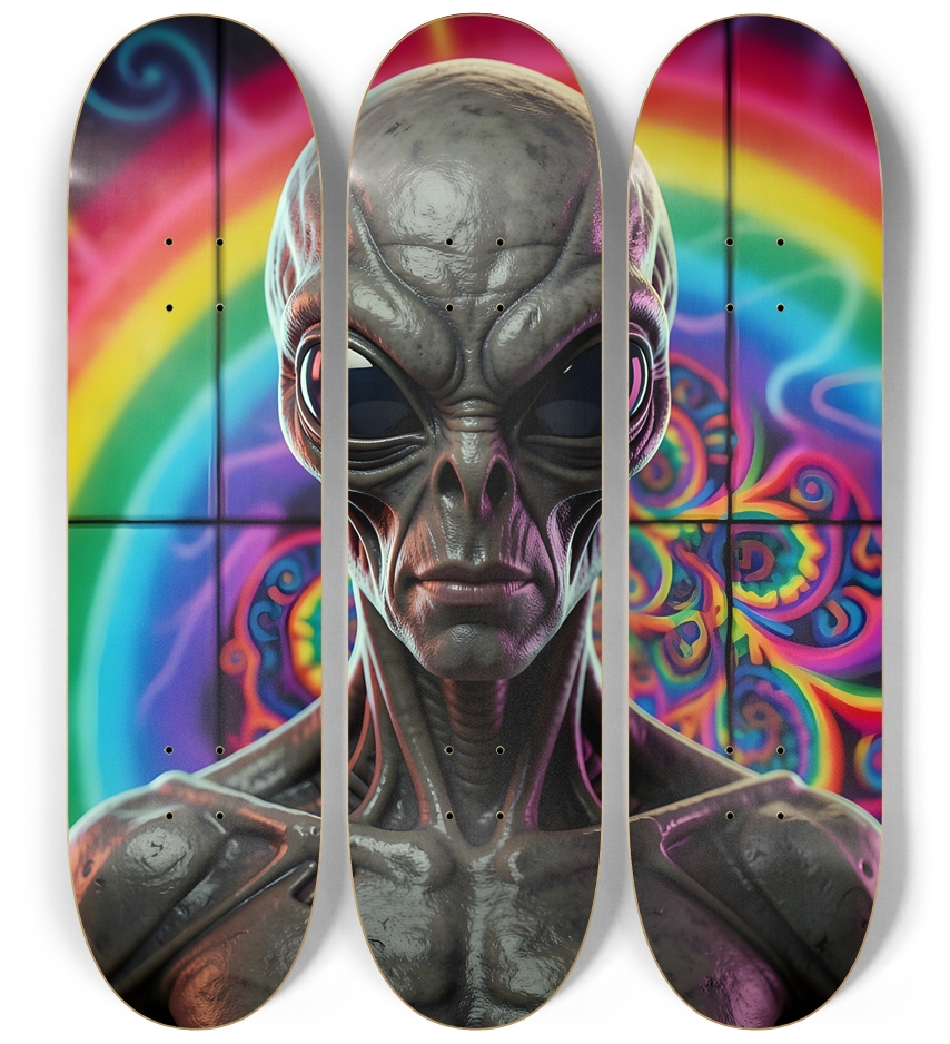 Fractal Gray Skin #10 3 Deck Wall Series