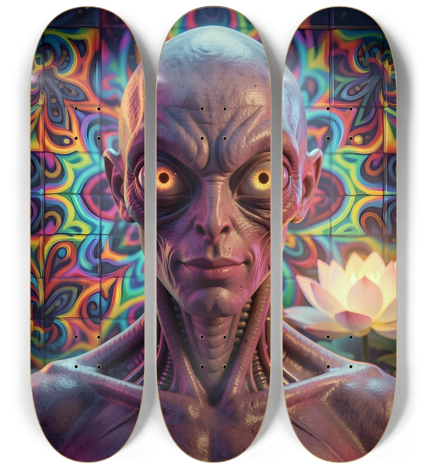Fractal Gray Skin #9 3 Deck Wall Series
