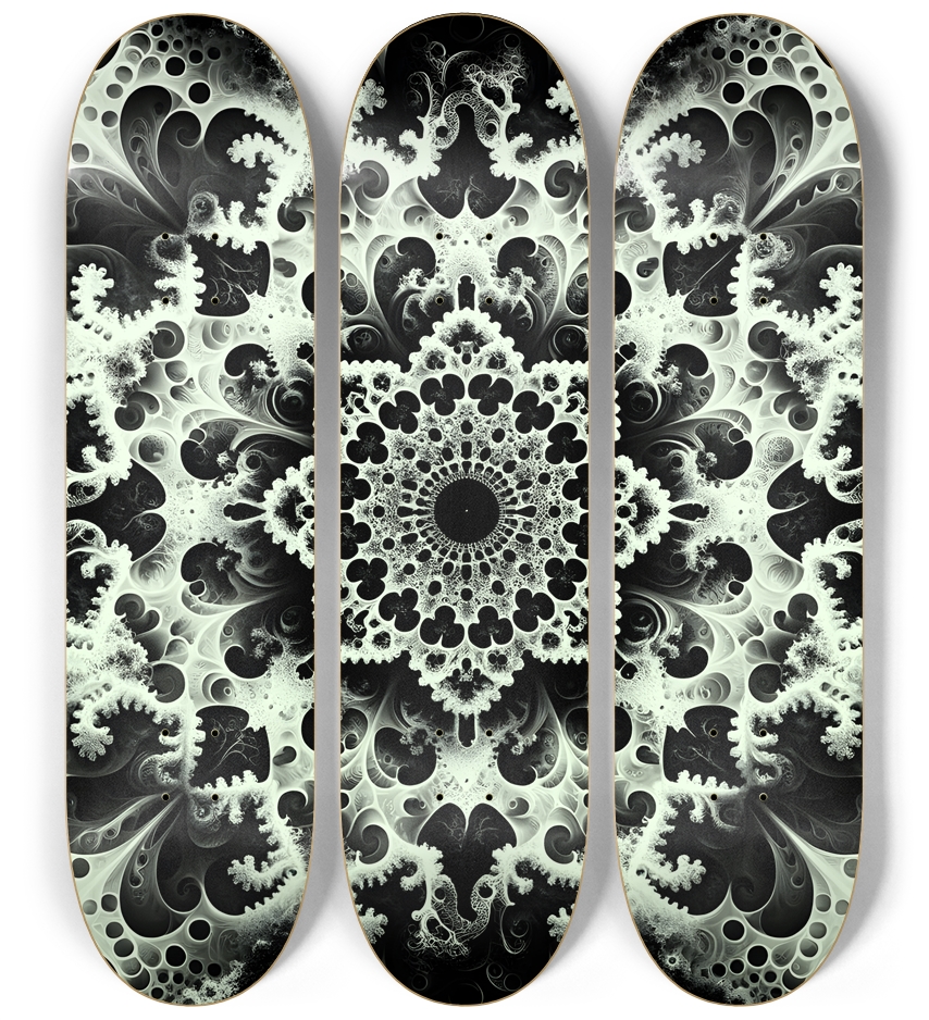 B&W Fractal #15 3 Deck Wall Series